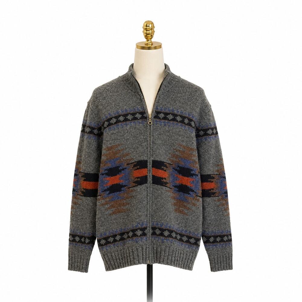 Vintage Pendleton 100% Lambswool Southwest Zip Sweater Medium